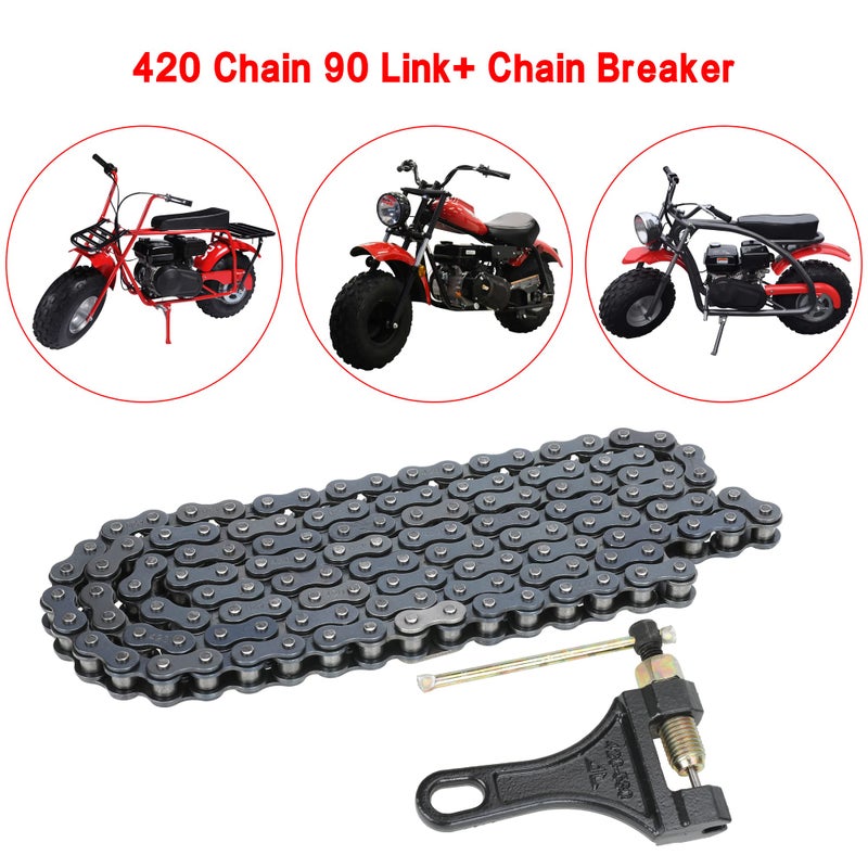 GREHUA Rear Drive 420 Chain 90 Link Chain Breaker with Standard Master Link for BT200X CT200U Trail CT200U-EX TrailMaster MB200 Hensim Baja Warrior MB165 212cc 196cc 6.5Hp Mini Bike Parts Motorcycle - Image 3